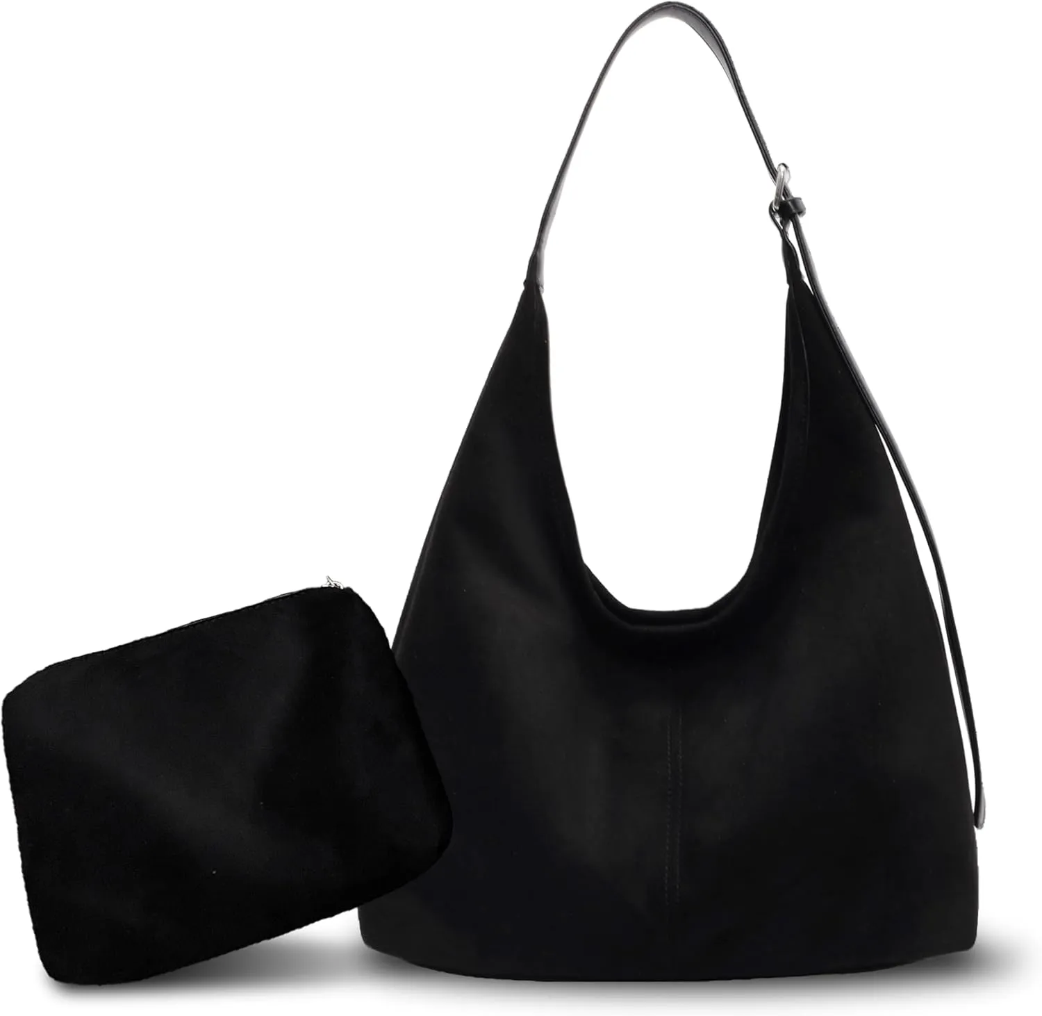 Suede Hobo Bag for Women Slouchy Purse Fashionable Brown Tote Handbag Office Shoulder Bags