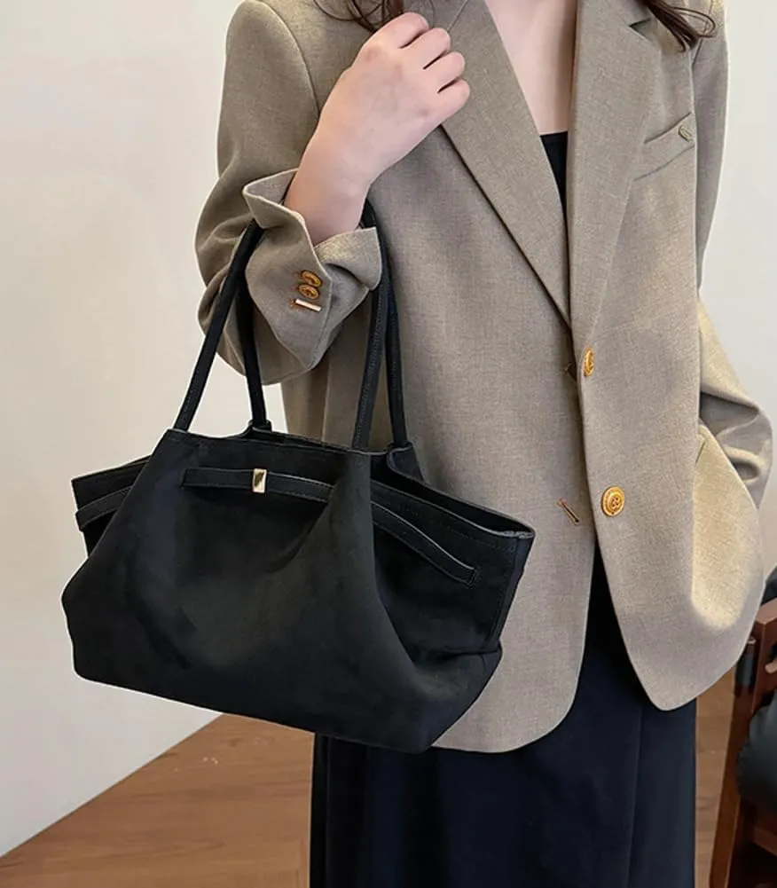 Suede Hobo Bags for Women Slouchy Suede Tote Top-handle Bag Vintage College Bag Satchels Fall Winter 2024