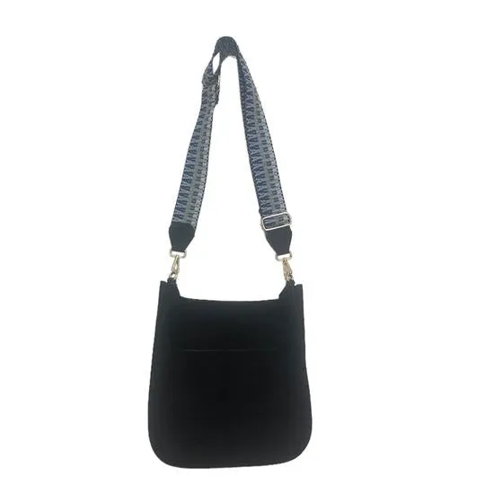 SUEDE MESSENGER W/EMBROIDERED 2” ADJUSTABLE STRAP - ASSORTED COLORS