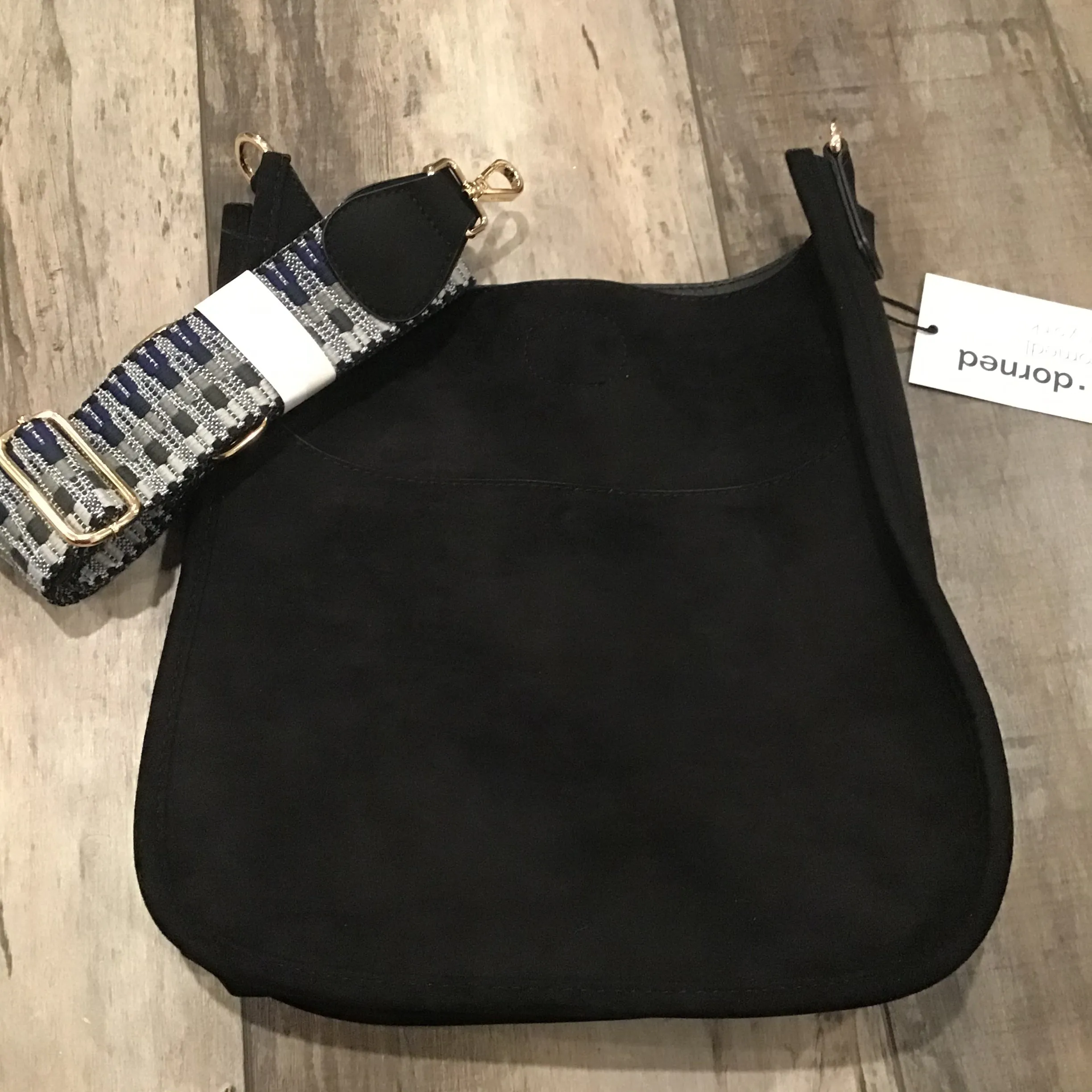 SUEDE MESSENGER W/EMBROIDERED 2” ADJUSTABLE STRAP - ASSORTED COLORS