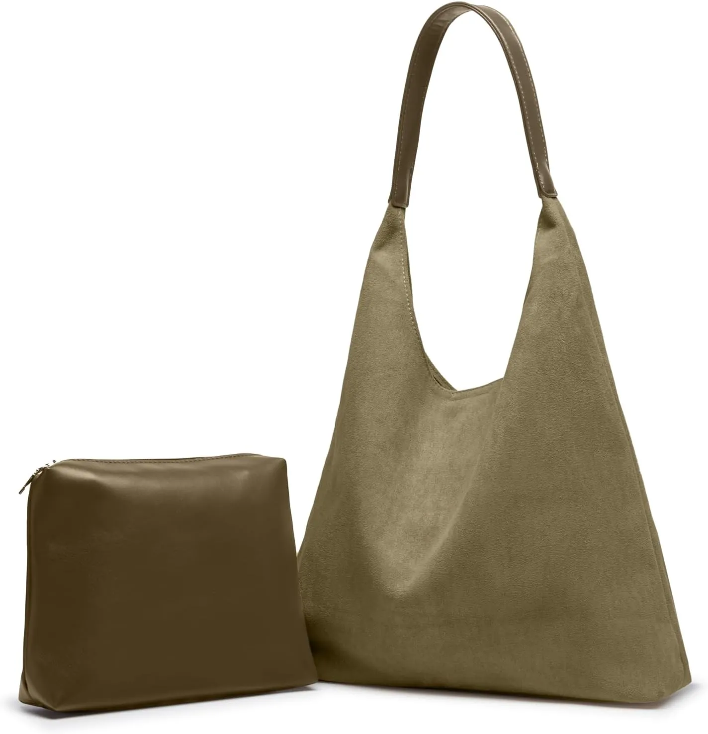 Suede Purse Hobo bag Slouchy Tote Bag for Women Suede Handbag(Green)