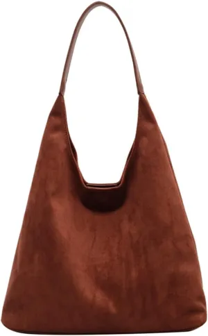 Suede Tote Bag for Women Work, Suede Hobo Bags, Vintage Top Handle Bag, Leather Tote Bag, Suede Slouchy Bag