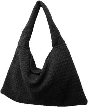 Suede Woven Hobo Bags for Women Slouchy Suede Tote Top-handle Bag Vintage Satchels Woven Purse