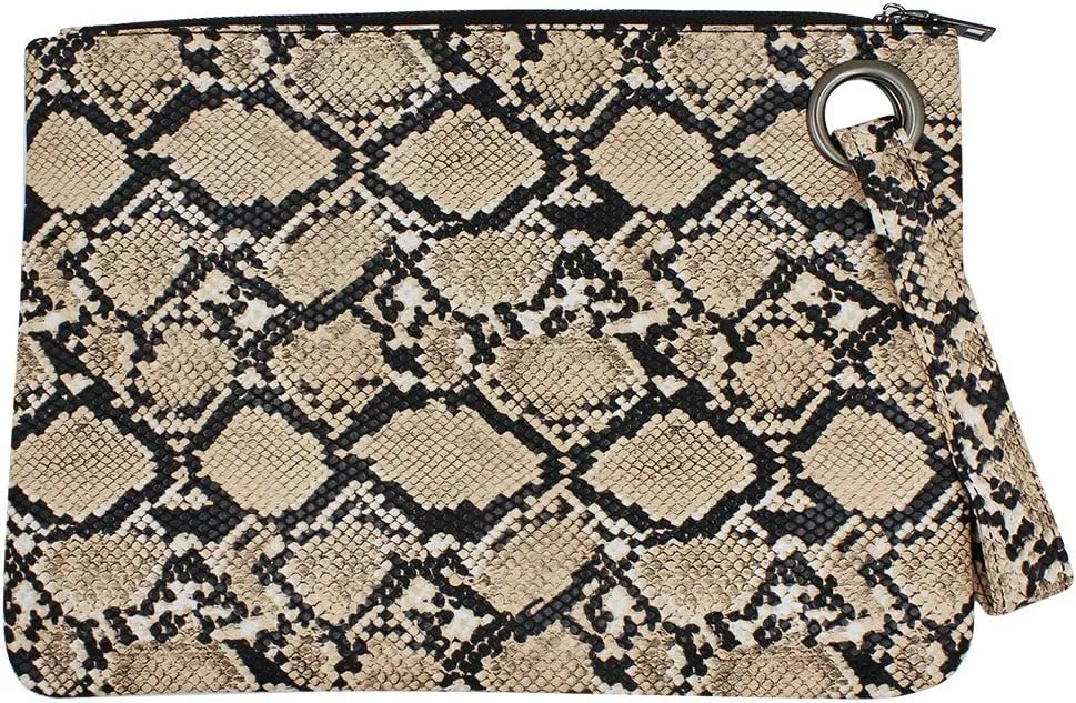 Suillty Women's Oversized Snakeskin Clutch Envelope Bag Messenger Handbag Tote Wristlet Bag