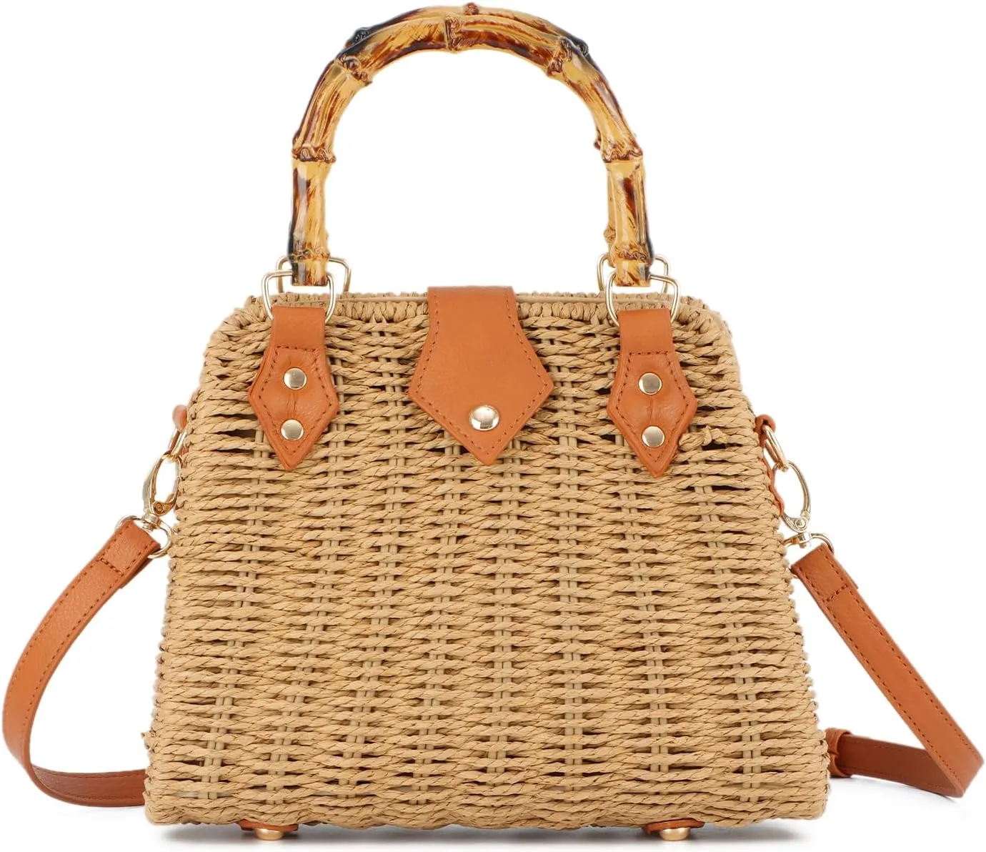 SUKUTU Women Straw Tote Bag Hand-woven Summer Beach Top-handle Handbag vintage Rectangle Cross Body Vacation Bag