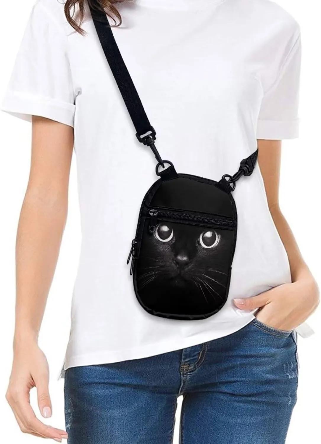 Suobstales Messenger Bag for Women Crossbody Zipper Bag with Adjustable Strap Portable Phone Purse Shoulder Handbag