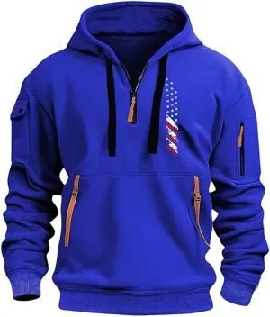 Sweatshirt for Men,Men's Hoodies Quarter Zip Pullover Vintage Workout Running Active Hoodies with Pockets