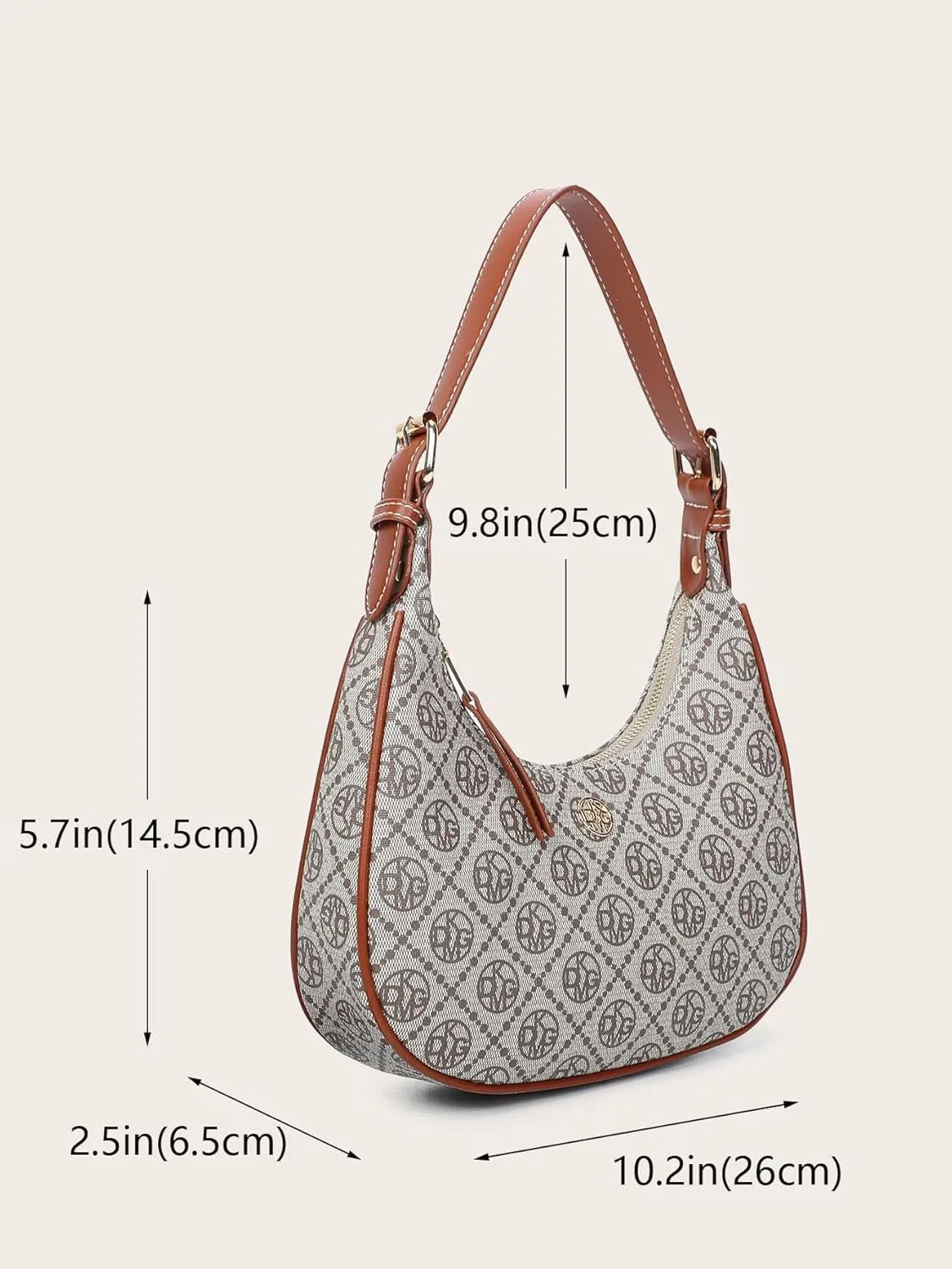 SweatyRocks Women's Allover Print Top Handle Bag PU Leather Zipper Undearm Crescent Bag