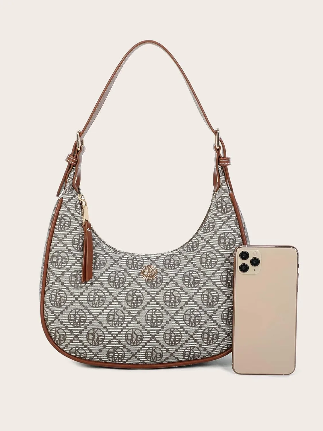 SweatyRocks Women's Allover Print Top Handle Bag PU Leather Zipper Undearm Crescent Bag
