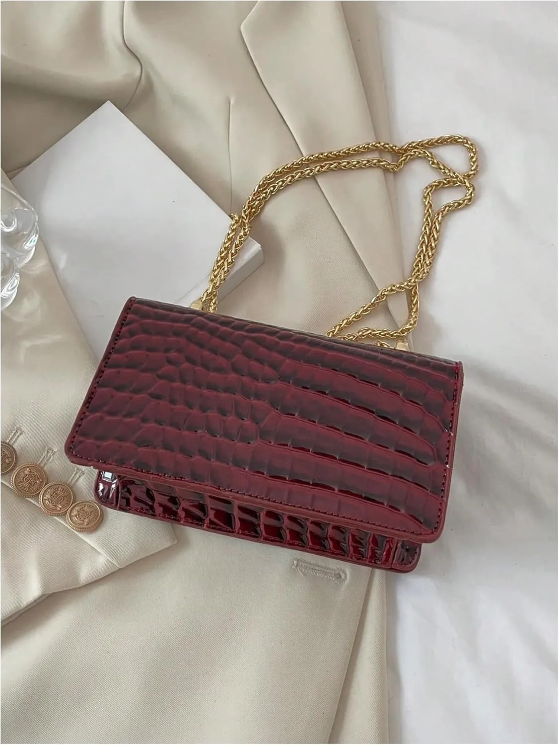 SweatyRocks Women's Crocodile Top Handle Leather Shoulder Handbags Crossbody Bag