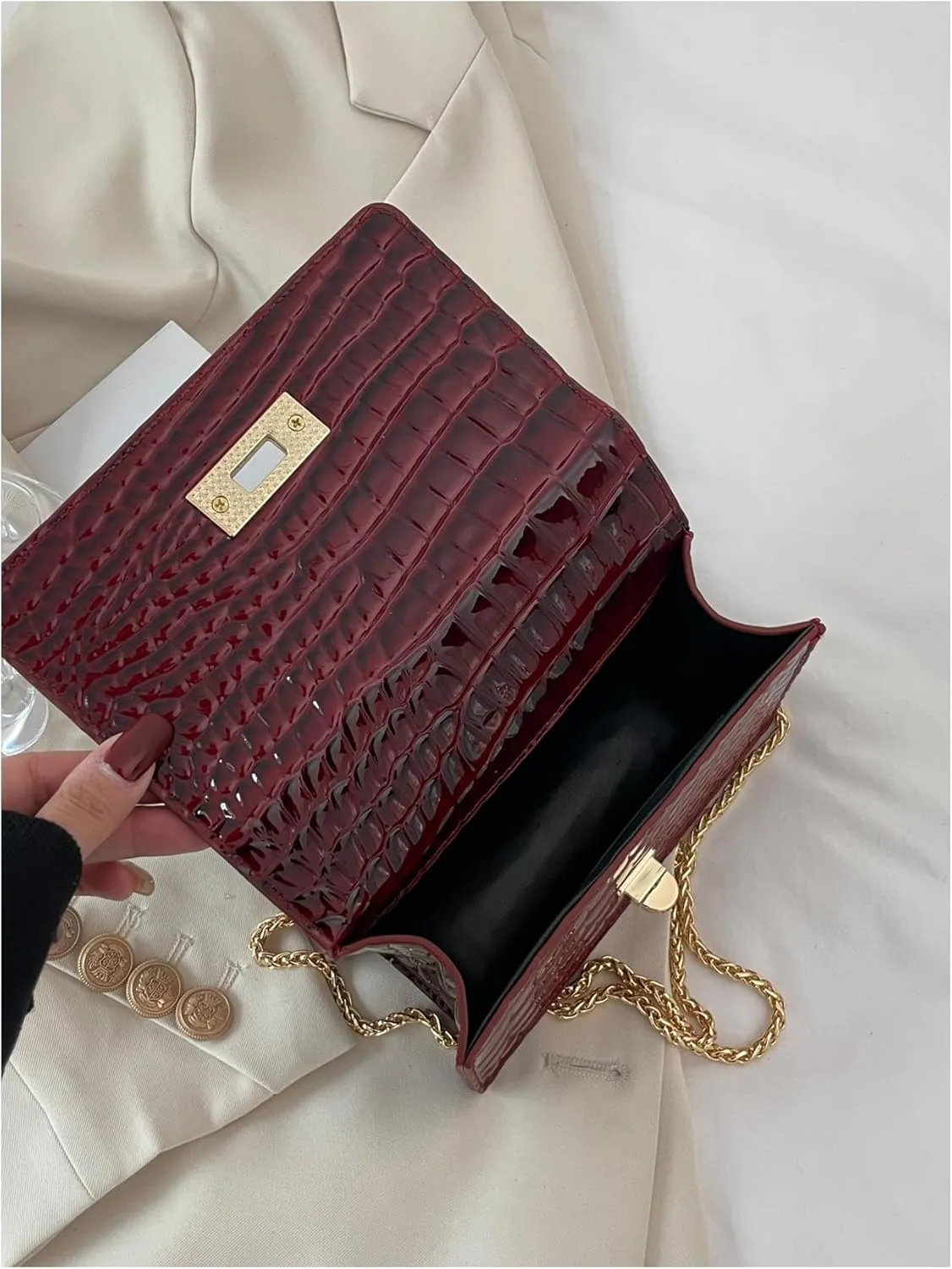 SweatyRocks Women's Crocodile Top Handle Leather Shoulder Handbags Crossbody Bag