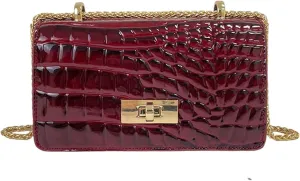 SweatyRocks Women's Crocodile Top Handle Leather Shoulder Handbags Crossbody Bag