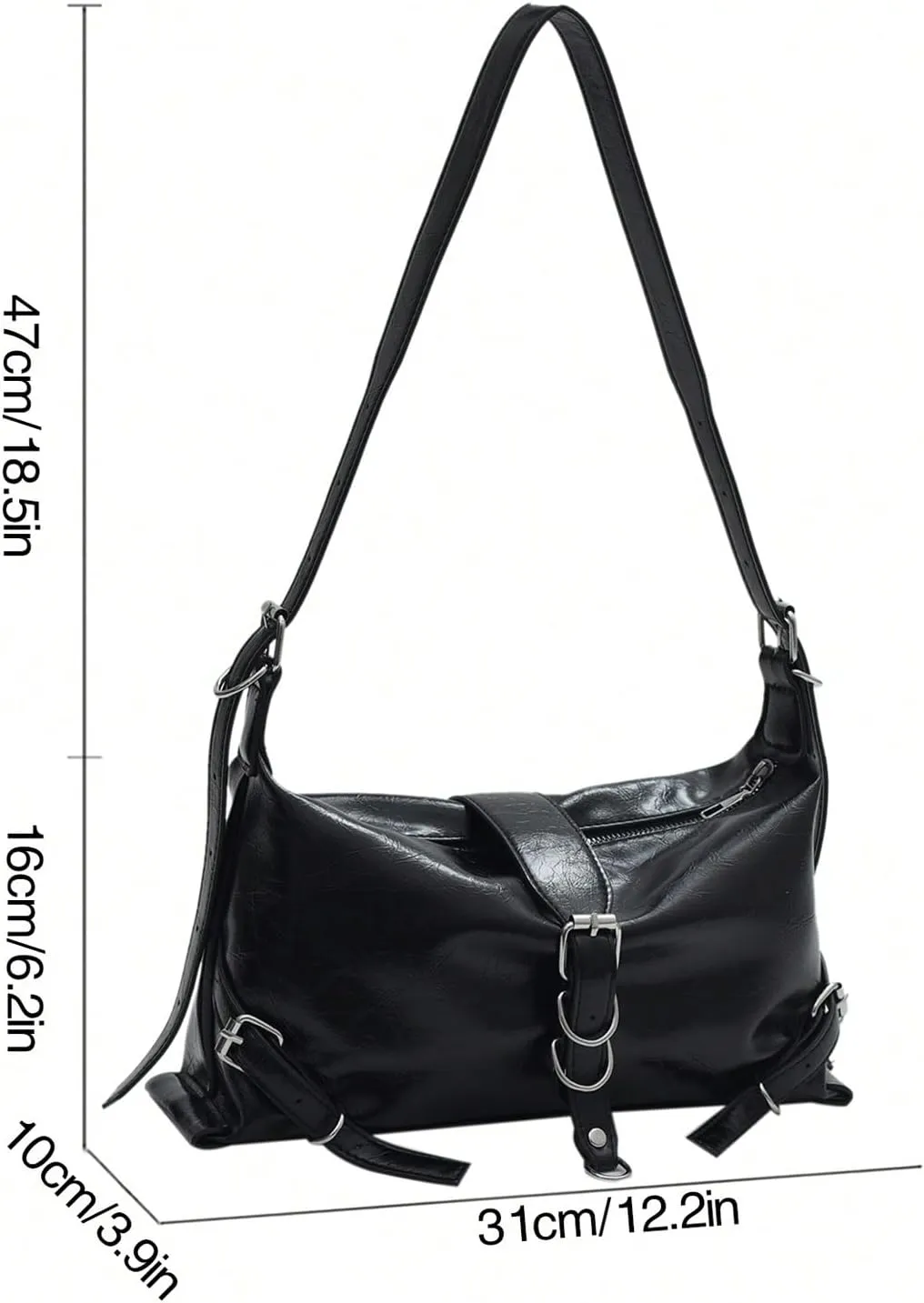 SweatyRocks Women's Leather Shoulder Bag Buckle Top Handle Underarm Bags Shopping Commute Handbag