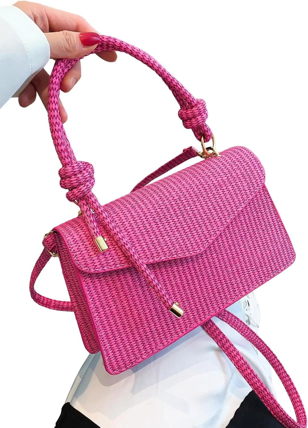 SweatyRocks Women's Tote Handbag Small Textured Knot Strap Crossbody Purse