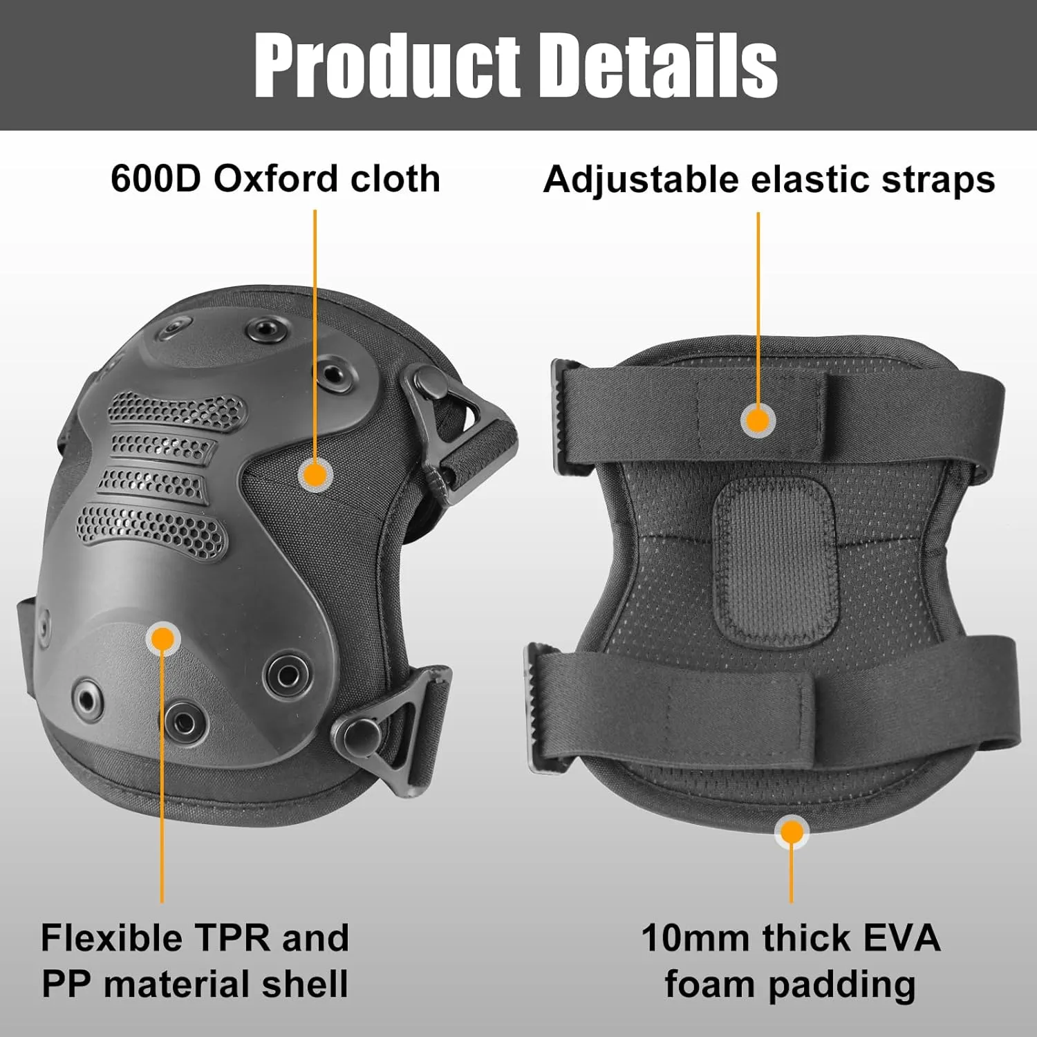 Tactical Professional Combat Knee Protective Pads Set Advanced Tactical Gear Set for Outdoor CS Paintball Game Cycling Safety Skateboarding Gear Skates Airsoft Hunting Knee Protection Guard Pads