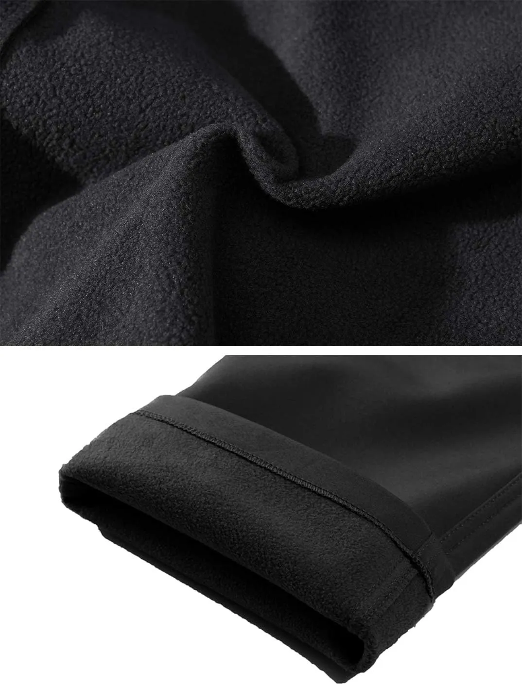TACVASEN Men's Winter Pants 9 Pockets Fleece Snow Hiking Pants Water-Resistant Warm Softshell Thick Tactical Pants