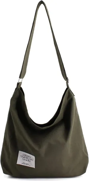 TANOSII Canvas Tote Bag Womens Hobo Handbag Casual Shoulder Bag Shopping Bag Large Size Crossbody Bag