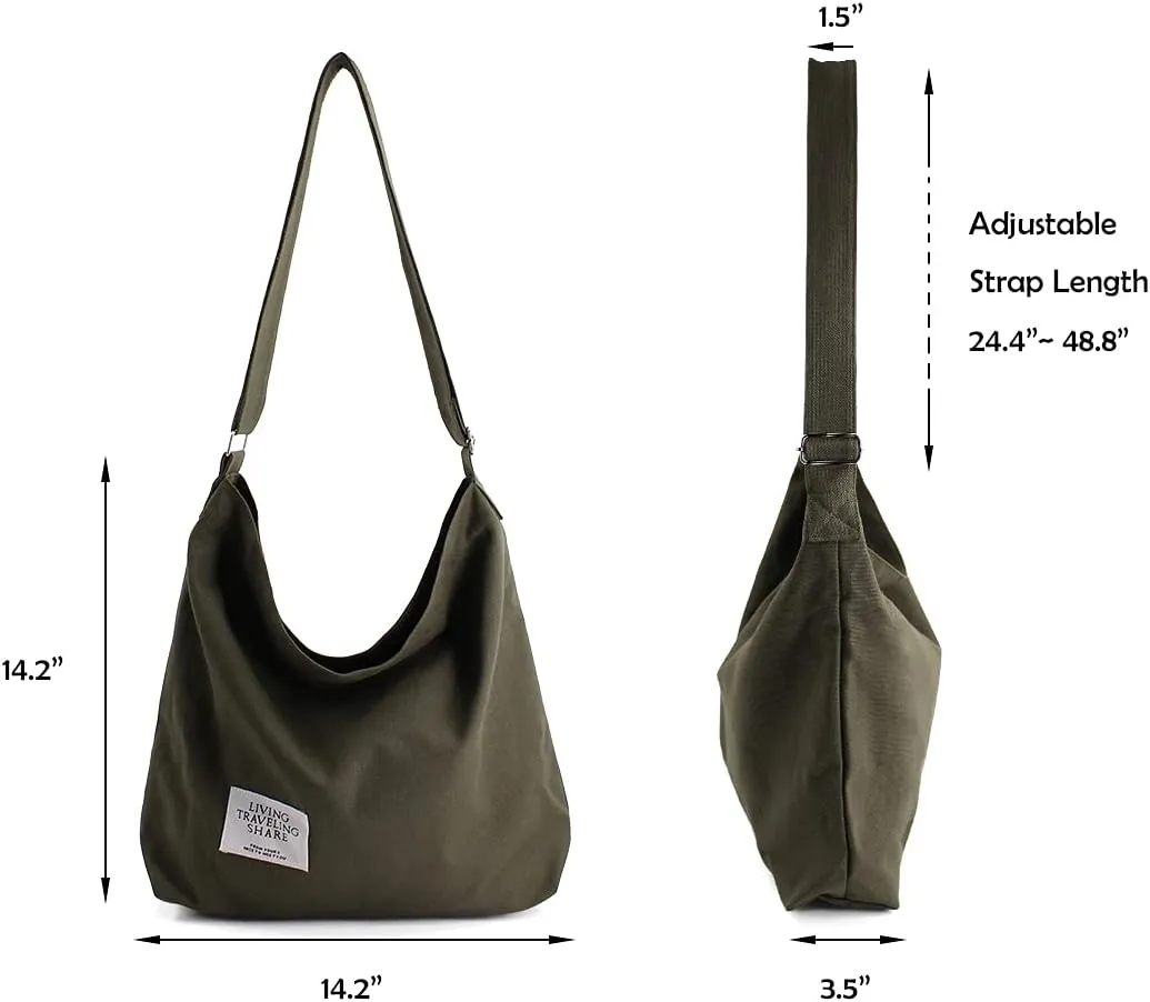 TANOSII Canvas Tote Bag Womens Hobo Handbag Casual Shoulder Bag Shopping Bag Large Size Crossbody Bag
