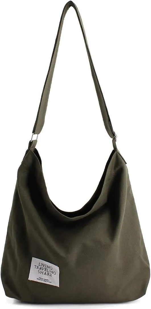TANOSII Canvas Tote Bag Womens Hobo Handbag Casual Shoulder Bag Shopping Bag Large Size Crossbody Bag
