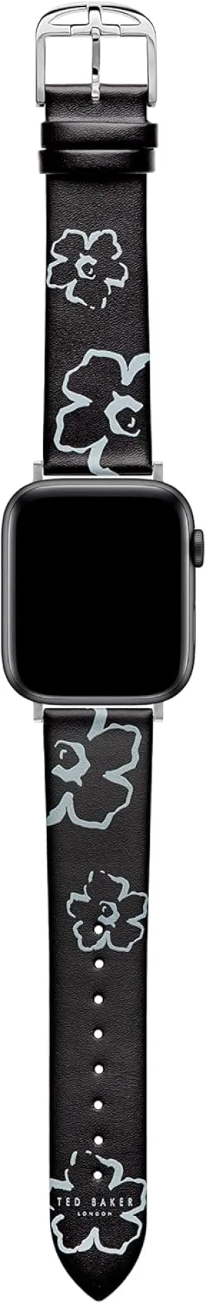 Ted Baker Black Leather Strap Magnolias for Apple Watch® (Model: BKS42S206B0)
