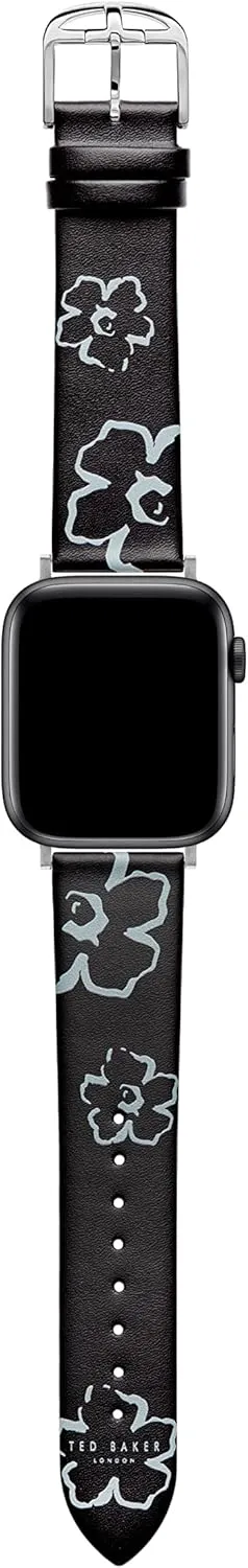 Ted Baker Black Leather Strap Magnolias for Apple Watch® (Model: BKS42S206B0)