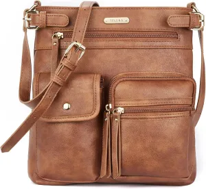 Telena Crossbody Purses for Women Medium PU Leather Shoulder Bag with Multi Pocket for Women