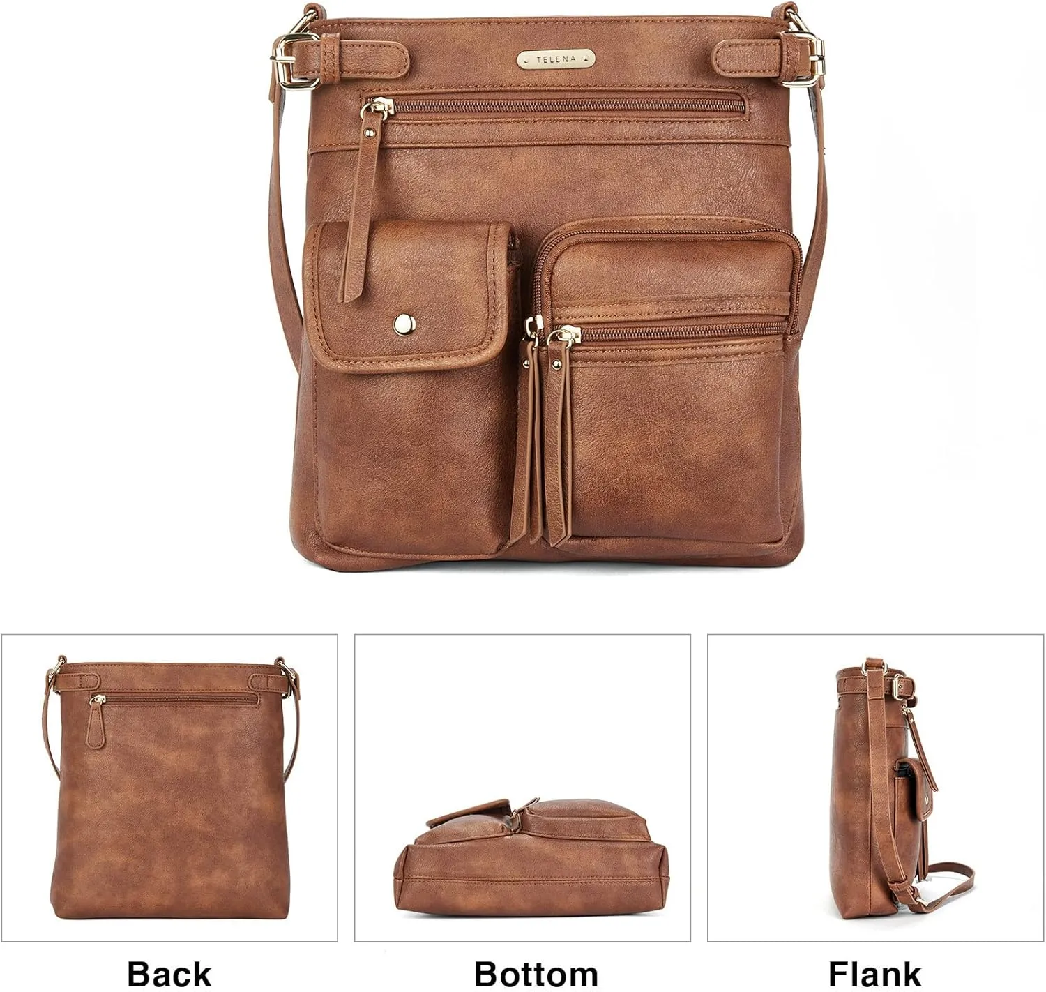 Telena Crossbody Purses for Women Medium PU Leather Shoulder Bag with Multi Pocket for Women