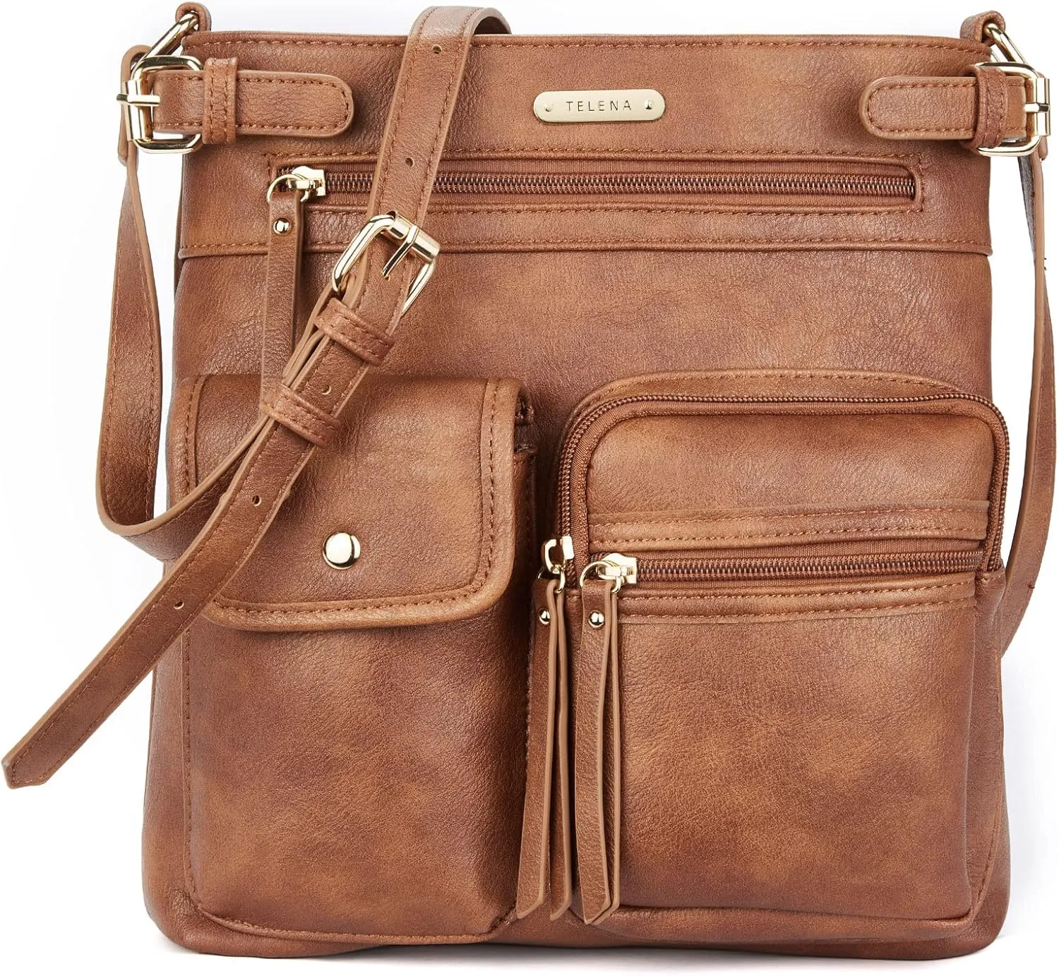Telena Crossbody Purses for Women Medium PU Leather Shoulder Bag with Multi Pocket for Women