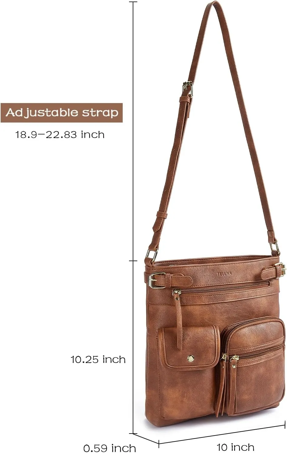 Telena Crossbody Purses for Women Medium PU Leather Shoulder Bag with Multi Pocket for Women