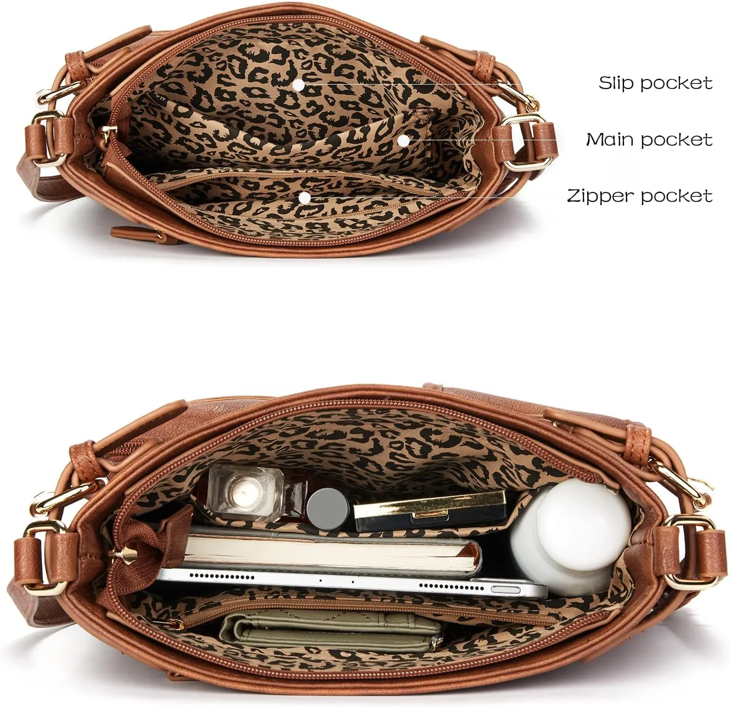Telena Crossbody Purses for Women Medium PU Leather Shoulder Bag with Multi Pocket for Women