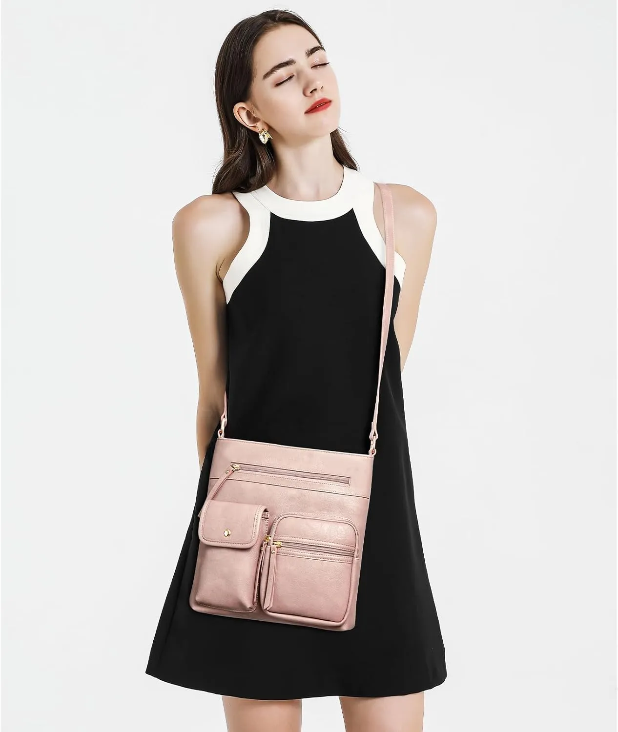 Telena Crossbody Purses for Women Medium PU Leather Shoulder Bag with Multi Pocket for Women