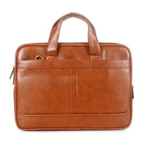 THE CLOWNFISH Faux Leather Slim Expandable 12 inch Laptop Tablet Messenger Bag Briefcase (Orange)