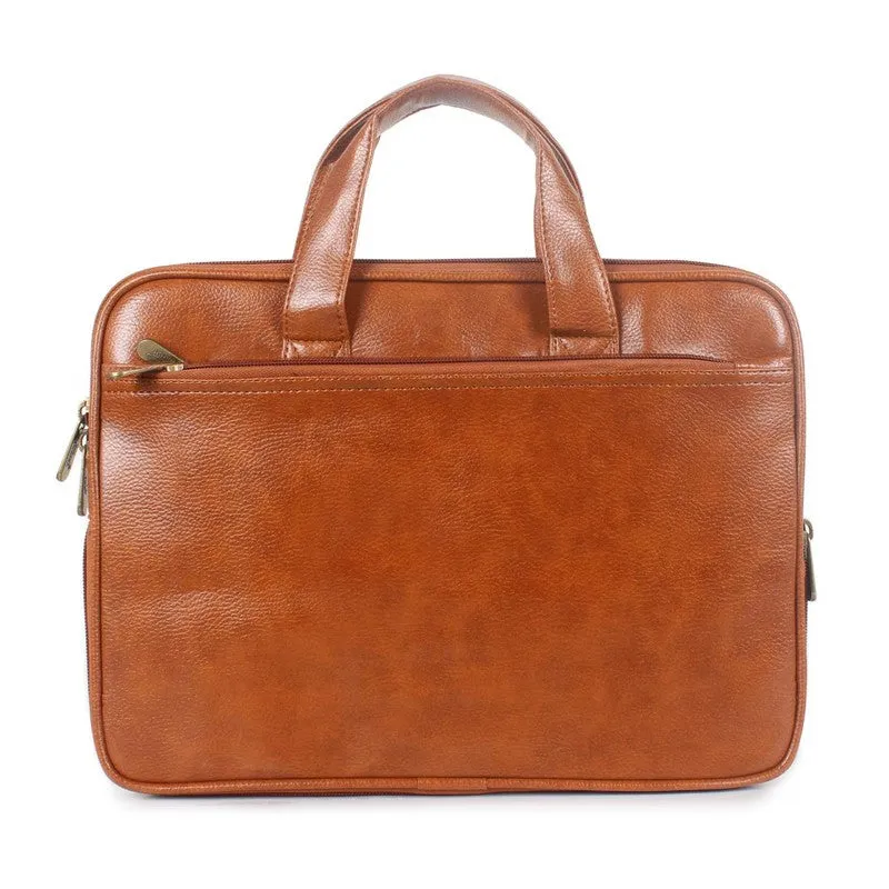THE CLOWNFISH Faux Leather Slim Expandable 12 inch Laptop Tablet Messenger Bag Briefcase (Orange)