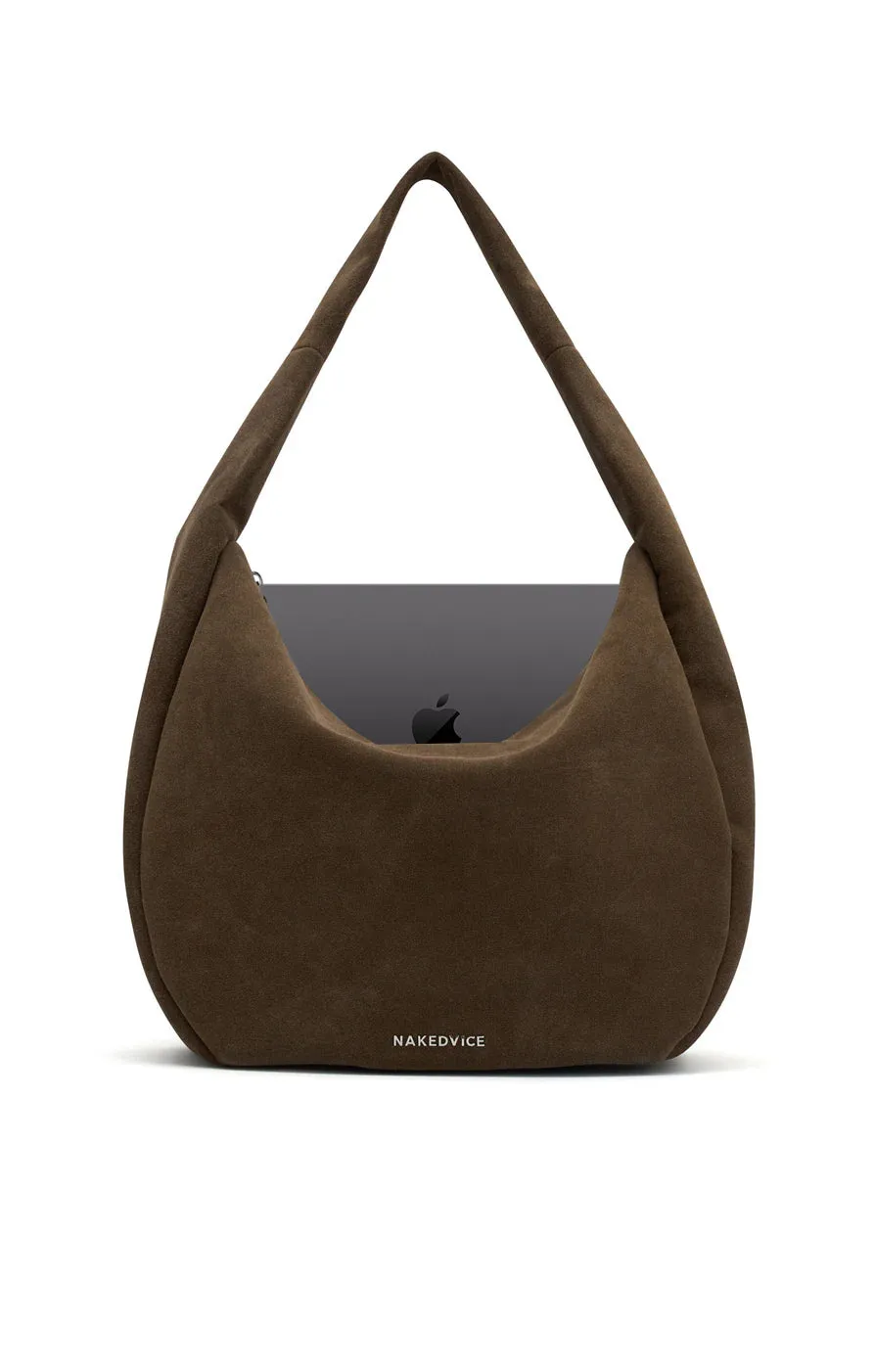 THE ZOE COCOA SUEDE BAG
