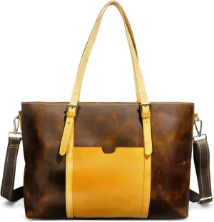 Thick Genuine Crazy Horse Leather Satchel Crossbody Handbag Top-Handle Shoulder Bag For Women 6640