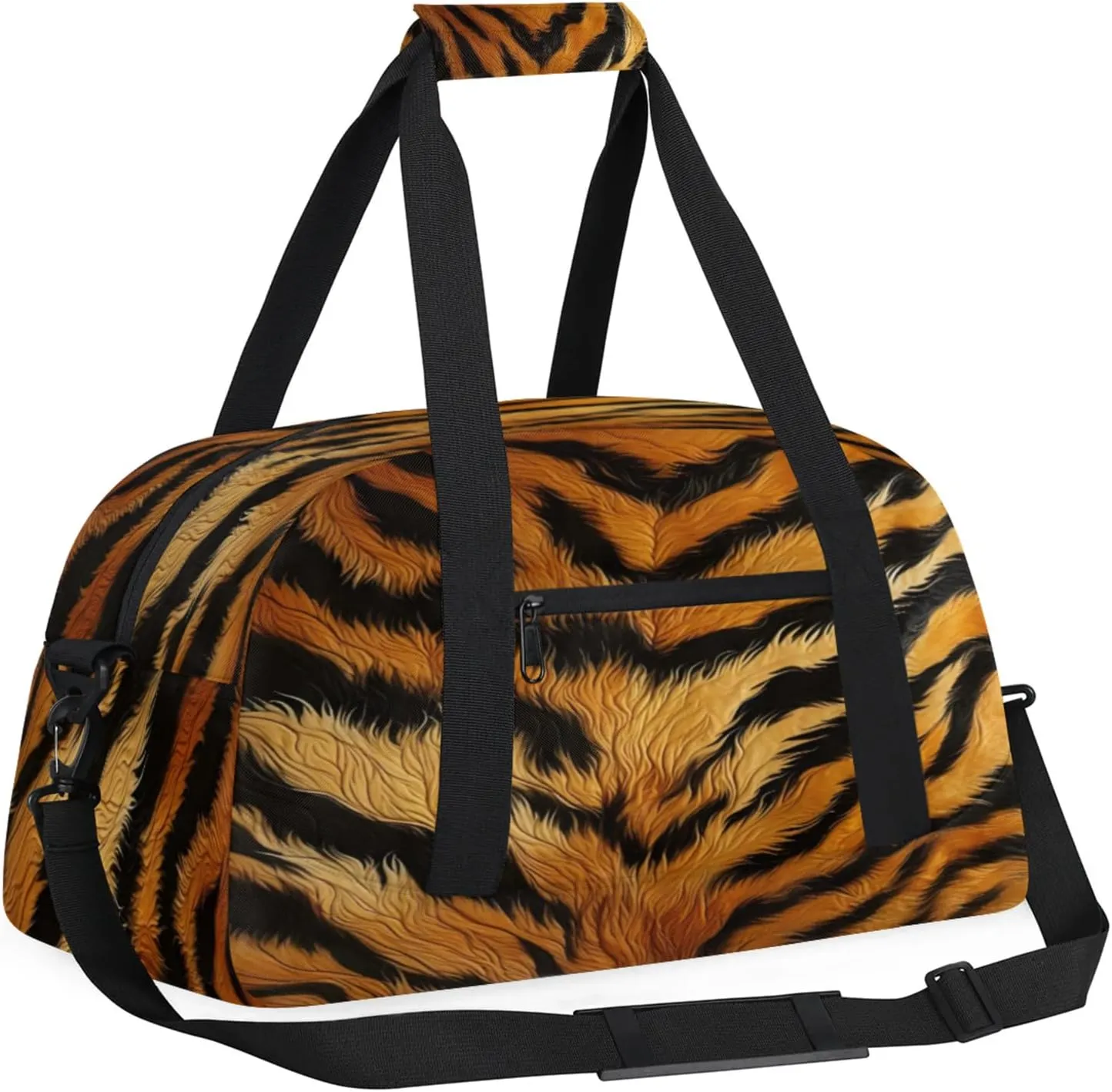 Tiger Print Small Gym Bag 18 inch Carry On Duffel Bag for Weekender Travel Sports Workout Yoga Gymnastics Dance Ballet