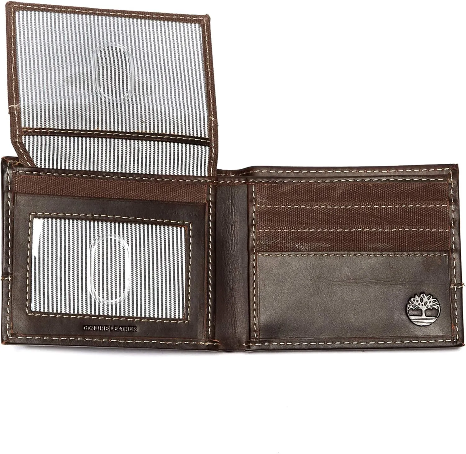 Timberland Men's Baseline Leather Canvas Wallet with Attached Flip Pocket
