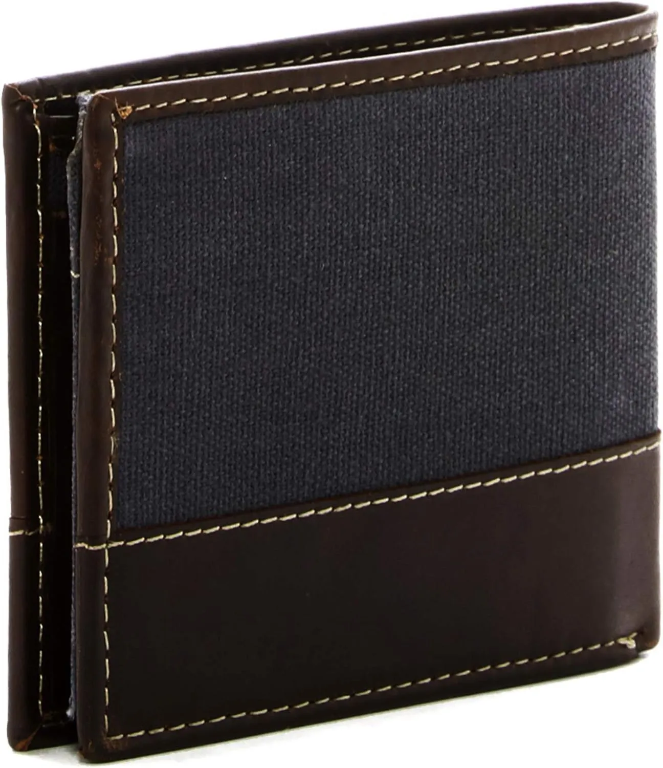 Timberland Men's Baseline Leather Canvas Wallet with Attached Flip Pocket