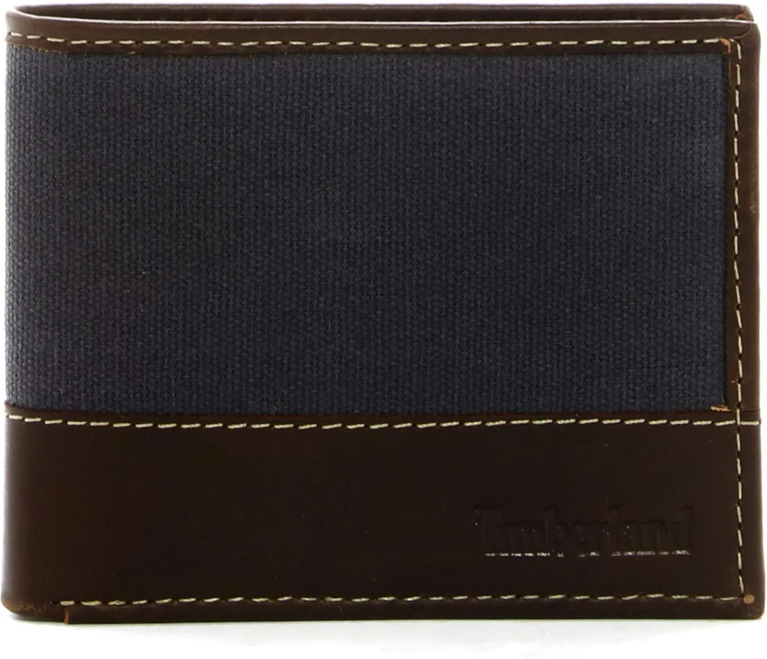 Timberland Men's Baseline Leather Canvas Wallet with Attached Flip Pocket