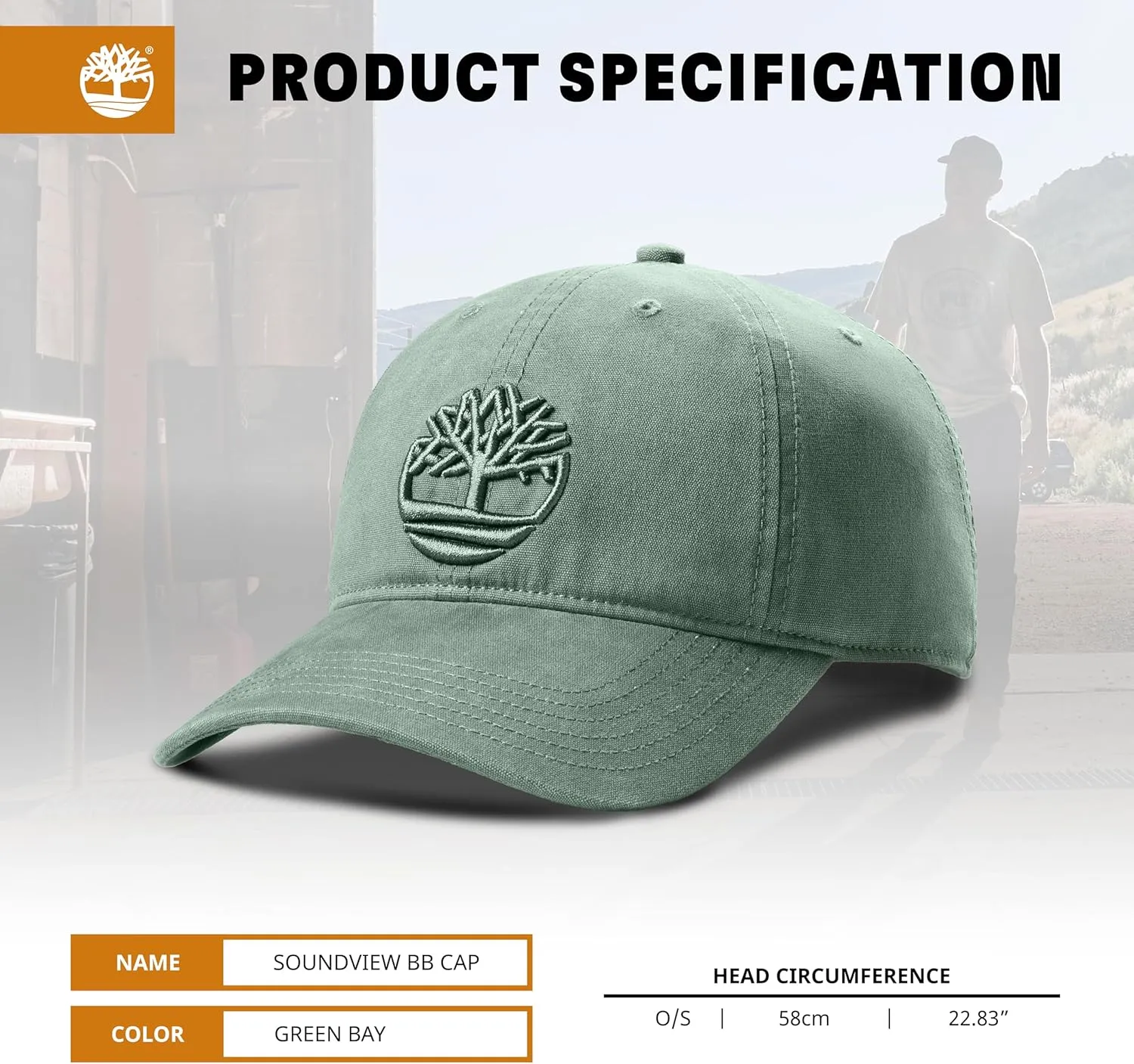Timberland Soundview Men's Baseball Cap - Cotton Canvas, Adjustable, Lightweight & Stylish Hat for Outdoor Activities