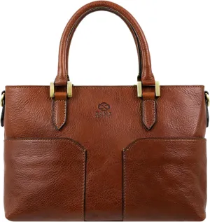 Time Resistance Full-Grain Leather Purse for Women - Leather Handbag - Top Handle Bag - Tote Bag