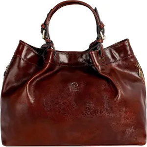 Time Resistance Leather Handbag - Top Handle Bag - Full-Grain Leather Purse for Women