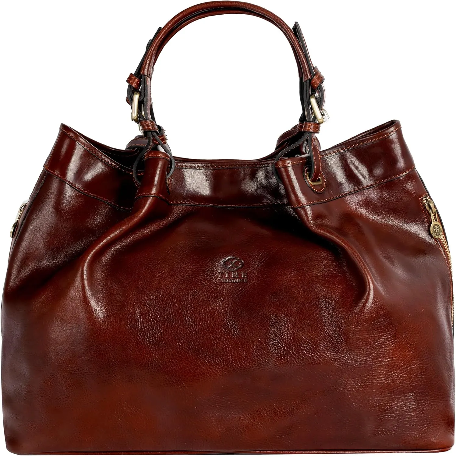 Time Resistance Leather Handbag - Top Handle Bag - Full-Grain Leather Purse for Women