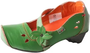 TMA EYES Women's Leather Soft Sole Comfort Low Heel Casual Shoes with Fish Mouth Design