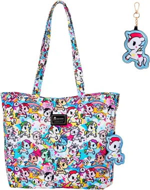 Tokidoki Official Licensed Shoulder Bag with Unicorno Keychain Tote Bag Large Capacity Handbag for Work Travel