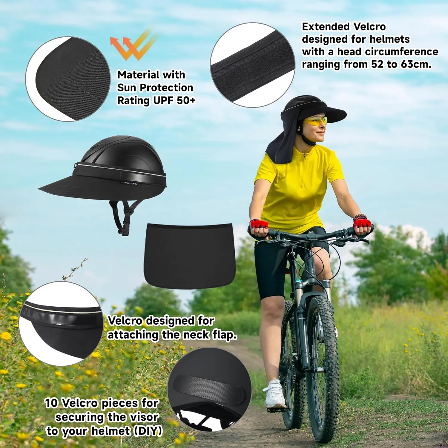 Tontron Horsriding Helmet Visor |Helmet Sunshade with Removable Neck Flap