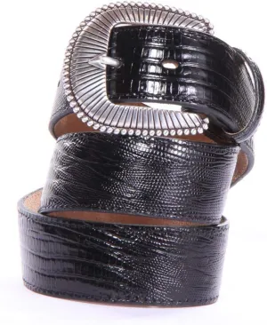 Tony Lama Men's Black Lizard Dress Belt (32)