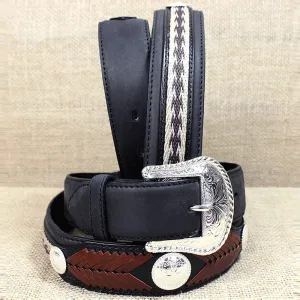 Tony Lama The Duke Center Applique Belts 36 Black Men