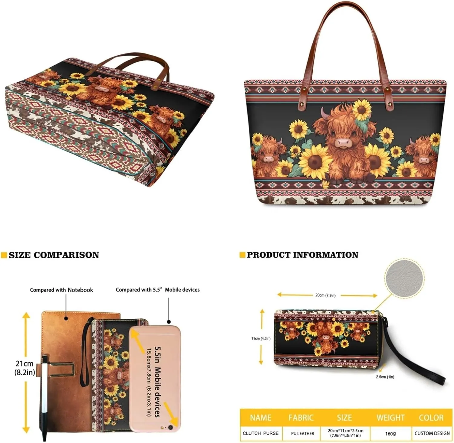 Top Handle Purse for Women, Large Tote Handbag With PU Wallet Set