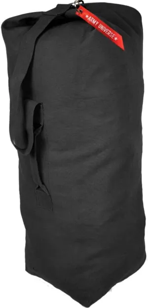 Top Load Heavyweight Cotton Canvas Tactical Military Duffle Bag Carryall Shoulder Storage Bulk Travel Bag, Black - 12" x 12" x 27"
